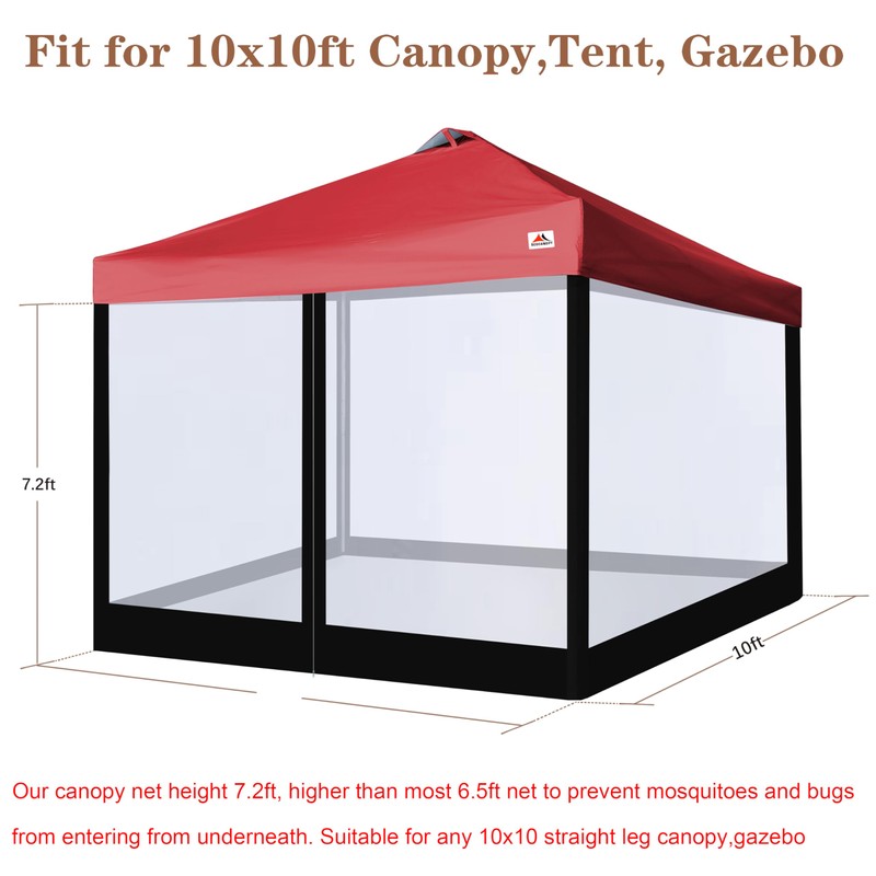 SCOCANOPY Replacement Mesh sidewall for Most 10x10 Canopy Or Gazebo,(Black)
