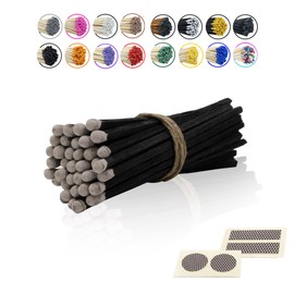 4" Inch Long Wooden Refill Matchsticks with Strike Stickers - Safety Matches Wholesale Bulk Loose by Chandler Studio (Black Stem White Head, 50 Pieces)