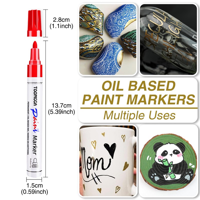 TOOMGGA Black Paint Pens Permanent Paint Markers - 24 Pack