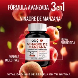 Vinagre De Manzana Con Enzimas Digestivas - 700 mg| Prebioticos De Inulina De Achicoria | Capsulas Veganas | Candida Cleanse | Oby Vitaminas Mujer Y H