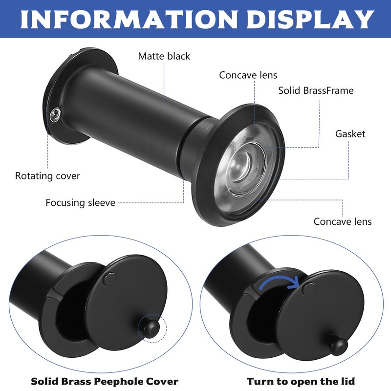 2 Pcs Door Viewer with Privacy Cover, 200° Wide Angle