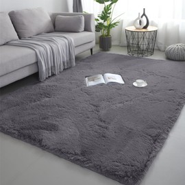 lekeplus Rugs Living Room Large Rugs Bedroom Anti Skid Rug Shaggy Soft Rug for Living Room Bedroom Play Area Kids Room Luxury Decorative (Grey 80x160cm)