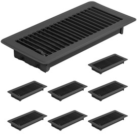 Flowild 8 Pack 4" x 10" Floor Vent Covers - Heavy Duty Steel Walkable Floor Register - Easy Adjust Air Supply Lever - Vent Covers for Home Floor (Black, 4x10 Inches)