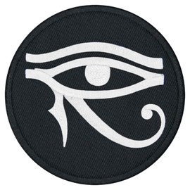 EmbTao The Eye of Horus Wedjat Patch Embroidered Badge Biker Applique Iron On Sew On Emblem, White & Black