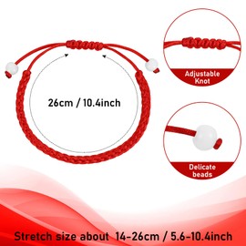 Yolev Pack of 6 Red Cord Bracelet Adjustable Red Rope Bracelet Knotted Kabbalah Protection Amulet Bracelet Handmade Friendship Protection Bracelet Gl¨¹ck Friendship Graduation Birthday Lovers, Satin