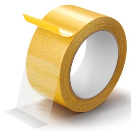 gliship Double Sided Fabric Tape Heavy Duty Mounting Tape, Multifunctional High Stickness Strong Tape, Clear Gauze Fiberglass Tape for Clothes Pictures Posters Frames Carpet Art (1.96In x65FT(20M))