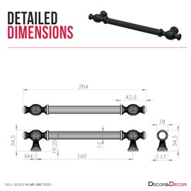 Decoranddecor Verna Traditional T-bar Antique Style Cabinet Pulls Drawer Handles Zinc (160mm Hole Center, Matt Black)