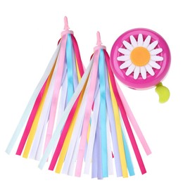 MINI-FACTORY Girl's Bike Bell + Streamer Set, Kid's Bike Bell with Streamers Children's Bike Accessory Gift Set for Bicycle Front Handlebar (Hot Pink - Green)