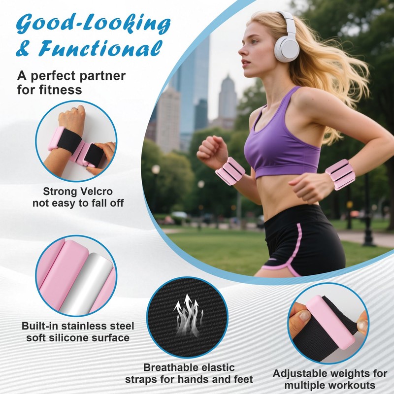 BUCOMTU Set of 2 Wrist Weights Ankle Weights for Yoga,