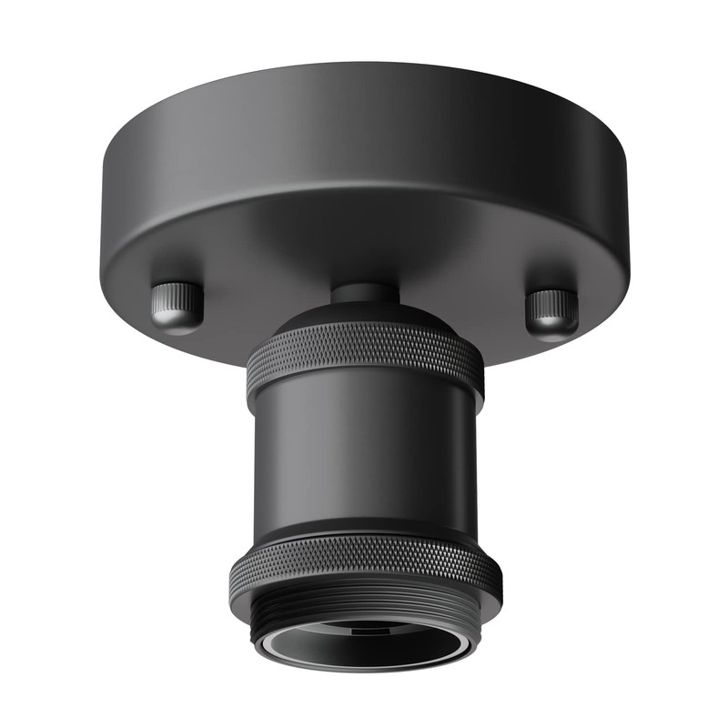 ledscom.de Vintage E27 Lamp Socket Retro Black Round 100 mm