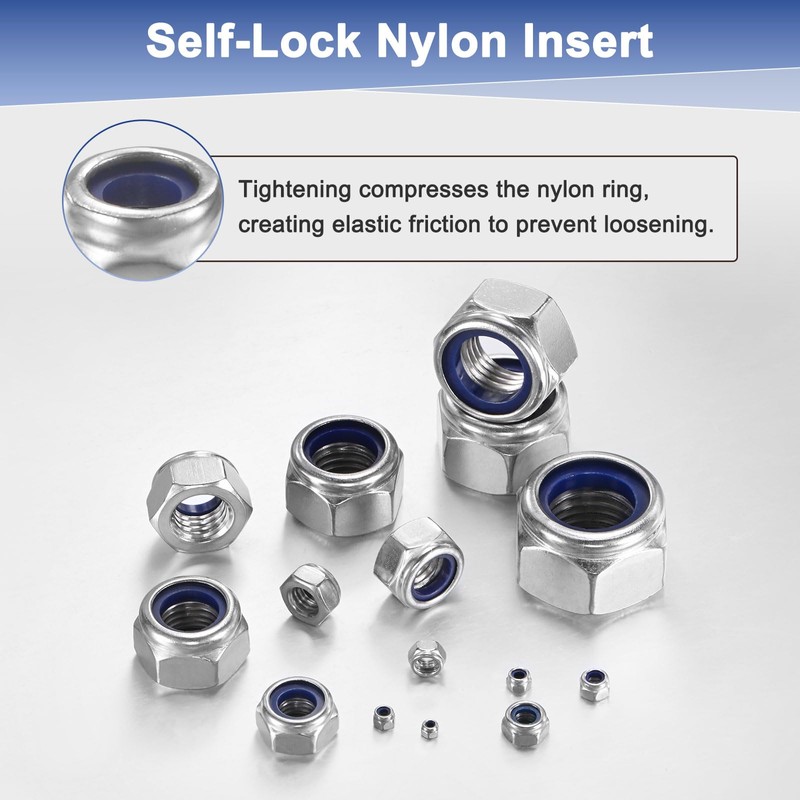M METERXITY 200-Pack Nylon Insert Hex Lock Nuts, M6 x