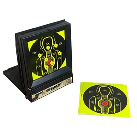 ABS BB'S Pellet Trap with Metal Spinner Target Inside Air Soft Pellet Trap with 20 Pcs Splatter Target and 10 Pcs Paper Target (Yellow)