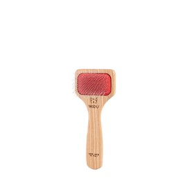WIDU - Brush for Dogs and Cats, Ideal for Small Pets with Long Hair, Professional Carder in Ash Wood, Handmade in Italy - 16 x 7 cm, with 20 mm Long Teeth and 70° Inclination