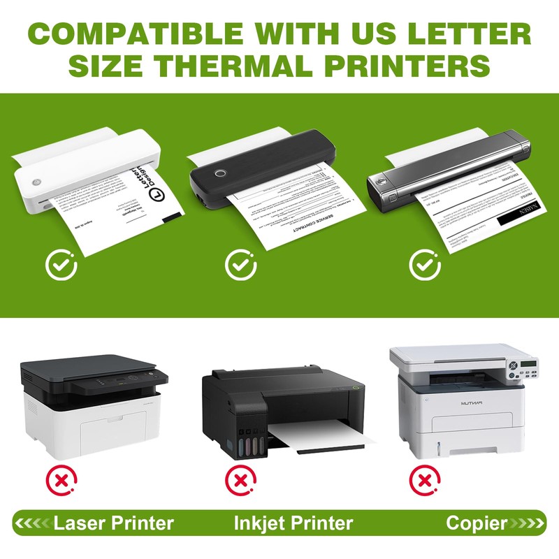 TUXIYA 100 Sheets Thermal Printer Paper 8.5 x 11 Inch,BPA
