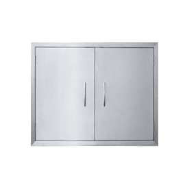 JIE JIN 24" W X 24" H Outdoor Kitchen Doors Double Doors 1.2mm Thickness 304 Brushed Stainless Steel BBQ Access Door BBQ Island Doors Outdoor Kitchen Accessories Door for Outdoor Kitchen BBQ Island