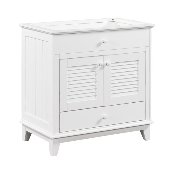 30 Inch Bathroom Vanity Base Only, Storage Cabinet with Doors and Drawer, Solid Wood Frame, White