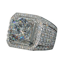 LRESJJIUJ 925 Silver Cuble Zirzon Diamond Engagement Band fo Men Charming Crystal Rings for Womens & Mens(12)