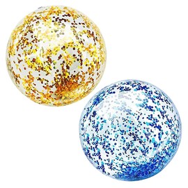 Set of 2 Glitter Inflatable Ball Set, Inflatable Glitter Water Balls, Children's Water Ball, Inflatable Water Ball, Swimming Pool Party Ball, Diving Balls 40 cm, Summer Pool Party Accessories