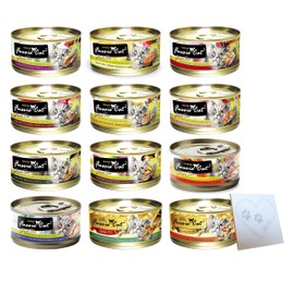 Fussie-Cat Premium Grain-Free Cat Food Variety Pack - 12 Flavors: Tuna & Shrimp, Chicken & Liver, Prawn, Tuna & Bream, Chicken & Vegetable, and More! (12 Cans Total)