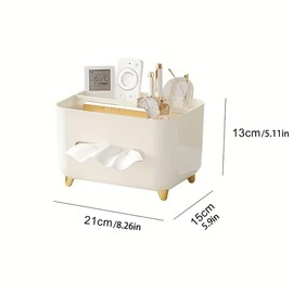 AIMALL Multifunctional Desk Organizer Tissue Box, Stylish Nordic Design for Living Room, Coffee Table, and Remote Control Storage 8.27×5.91×5.12 Inch