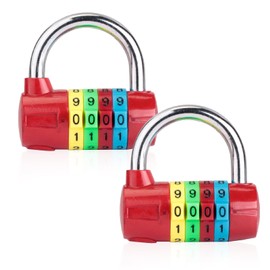 4-Digit Combination Padlock, Colourful Dials Security Password Lock for Gym, School, Employee Locker Travel Suitcase