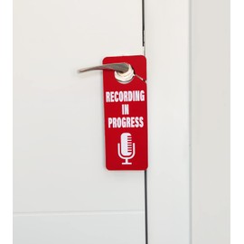 Recording in Progress - Please Do Not Disturb Sign, Door Knob Hanger 2 Pack, Double Sided, Ideal for Using in Any Room.