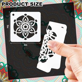 80 Pieces 3 x 3 Inch Mandala Reusable Plastic Art Craft Kits for DIY Painting Art Projects Wood Wall Floor Fabric Furniture Tile Holiday Stencils Decorations Mandala Stencils Craft Kits