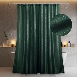 Popkozzi Green Long Glitter Shower Curtain: 84 Inch Extra Tall Silver Metallic Shimmery Bling Shiny Textured Fabric Decorative Shower Curtains for Bathroom - Glam Fancy Luxury Modern Chic - 72x84