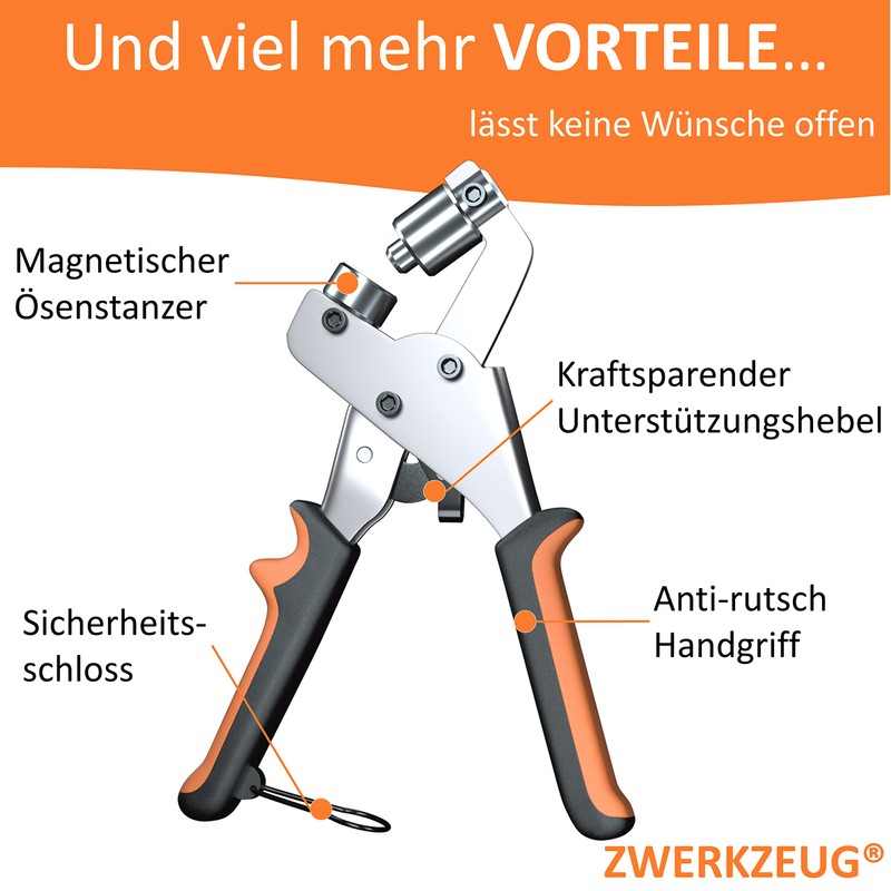ZWERKZEUG® Professional Eyelet Pliers Set with 200 Eyelets Including Eyelet