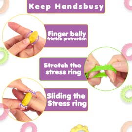 Daskid 18 Pcs Fidget Sensory Rings Set – Stress Relief Anxiety Rings for Kids & Adults, Soft and Stretchy, Ideal for ADHD, Autism, Focus & Calming Therapy