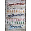 Tin Sign Saying "Sunshine, Sandcastles, Wave Riding, Starfish" Decorative Sign
