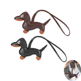 Yeenano Dachshund Key Chain, Pack of 2 Dachshund Pendant Key Fob Dog, Leather Dachshund Keychain, Animal Keyring, Car Key Ring for Favourite Person, Women, Men, Gifts, red