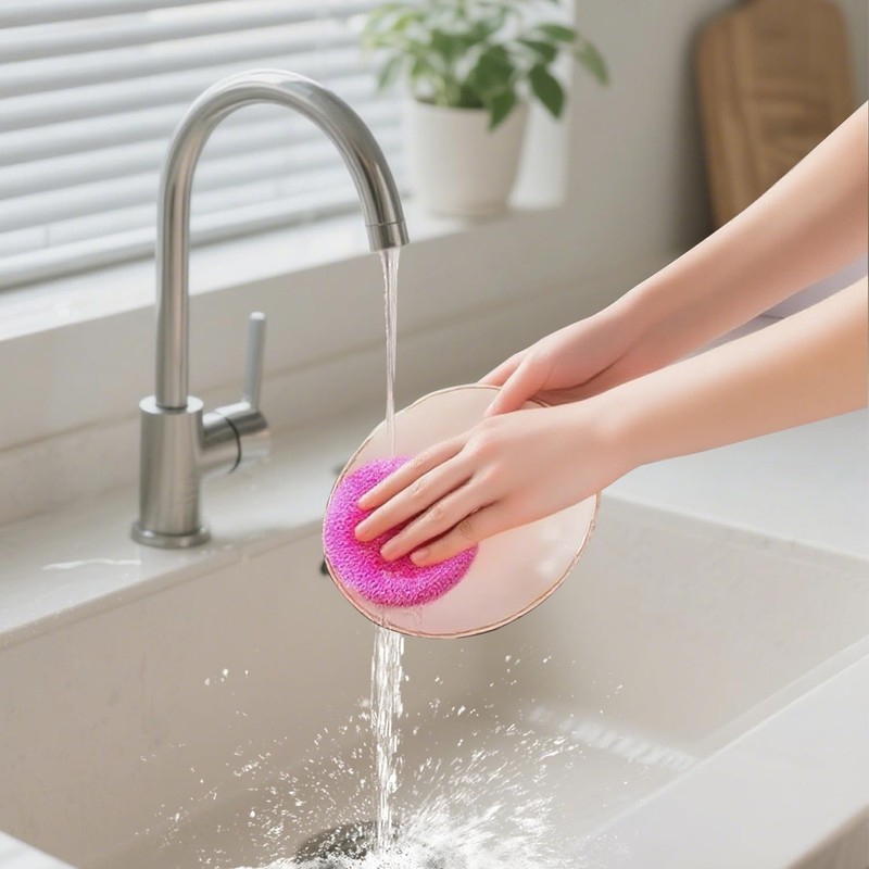 SeewtLice 100 Pcs Plastic Dish Scrubbers, Reusable Non-Scratch Nylon Scouring