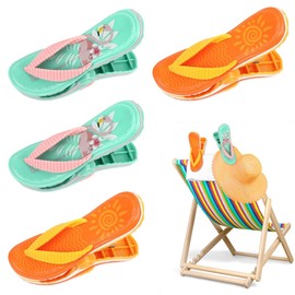mizikuu Beach Towel Clips, Pack of 4 Beach Towel Clips, Windproof Towel Clips, Large Bath Towel Clips, Funny Clothes Pegs for Beach Towel, Bath Towel, Clothing