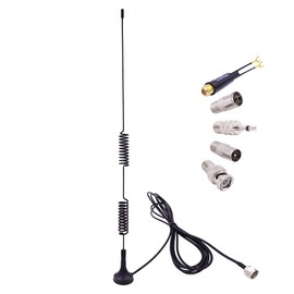 Fancasee Universal FM Antenna Magnetic Base 75 Ohm Screw F Male Plug with PAL BNC 3.5mm & 75 to 300 Ohm Adapter Connector Coax Coaxial Cable FM Radio Antenna for AV Home Stereo Receiver Indoor