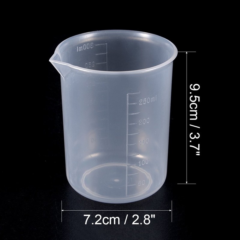 sourcing map Measuring Cup 250ml PP Plastic Graduated Beaker Transparent
