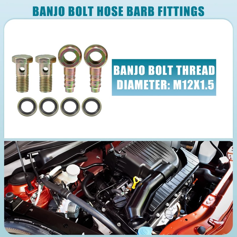 QUARKZMAN 2 Set Car Banjo Bolt Hose Barb Fittings Adapter