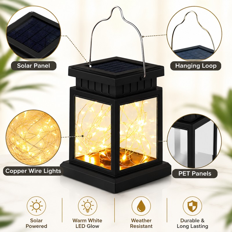 Solar LED Outdoor Lantern for Garden Decor – Hanging Candle