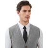 Kallspin Men's Knitted Cardigan Sleeveless V-Neck Wool Blend, lightgrey
