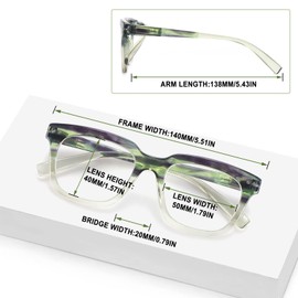 CHOFILORD 6 Pack Fashion Reading Glasses for Women Men Blue Light Blocking Oversized Square Readers with Spring Hinge (6 Pack Colorful, 2.00)