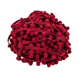 SHTGOI 5 Yards Pompom Trim Bobble Trim Bobble Fringe Ribbon Pompom Ribbon Pompom Fringe Trim Pom Poms Tassel Trim Decorative Border for Clothing Curtain Decoration Dark Red