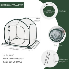 Toboom Mini Transparent Pop Up Greenhouse for Indoor and Outdoor Backyard Gardens - Portable Large Space and Durable
