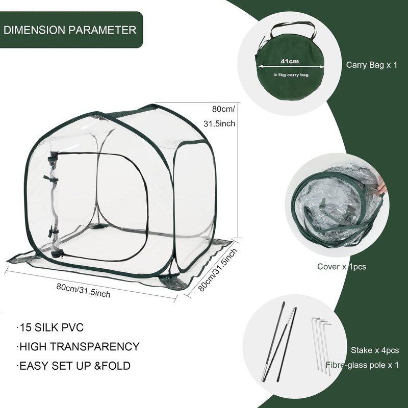 Toboom Mini Transparent Pop Up Greenhouse for Indoor and Outdoor