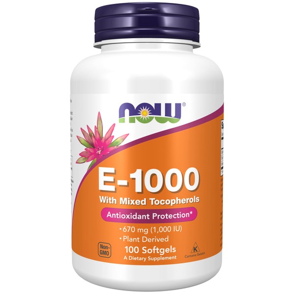 NOW Supplements, Vitamin E-1,000 IU Mixed Tocopherols, Antioxidant Protection*, 100 Softgels