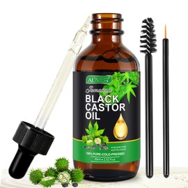 RizinusöL Haare, Castor Oil 60ml Jamaikanisches schwarzes Rizinusöl, 100% Rein, NatüRlich Und Kaltgepresst Rizinusöl, Organic Castor Oil für Körper, Haare, Nägel, Wimpern, Augenbrauen
