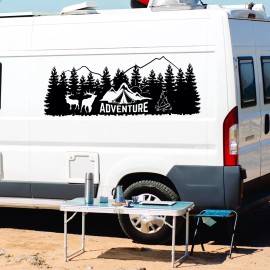 American Camper RV Decal, Camping Sticker, Camp Elk Mountain Travel Logo Adventure Awaits