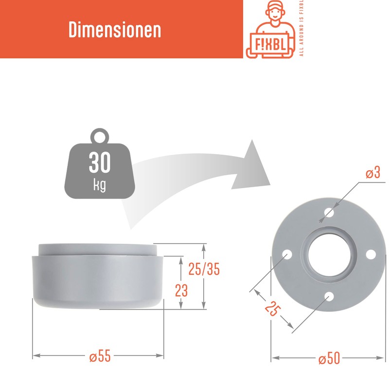 F!XBL Furniture Feet Adjustable Feet for Furniture Diameter 55 mm