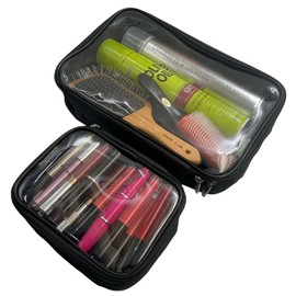 Nemio Hair Makeup, Cosmetic Pouch, Clear Pouch, Skin Care Storage, Cosmetic Storage, Hair Makeup Bag, Tool Storage, Waterproof, Easy to Clean, Travel, Toiletry Bag, Set of 2