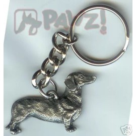 DACHSHUND Smooth Dog Fine Pewter Keychain Key Chain Ring Fob