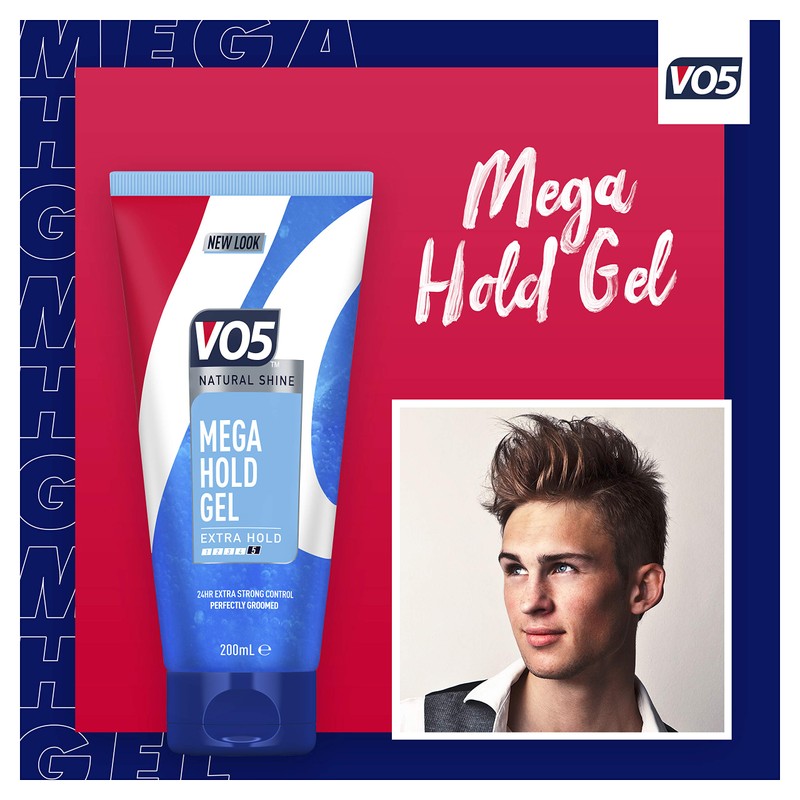 Vo5 Mega Hold 24 hour control Styling Gel for controlled,